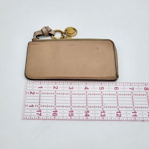 Chloe Alphabet Leather Blush Cardholder Zip Wallet - Picture 6 of 7